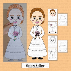 Women&#39;s History Month Bulletin Board Helen Keller Craft Coloring Pages Activities Door Decorations Cut and Paste Printable Art Projects