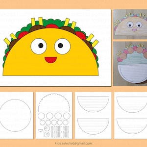 Taco Craft Cut and Paste Activities Paper Template CInco De Mayo Writing Building and Coloring Page Project Printable School Holiday