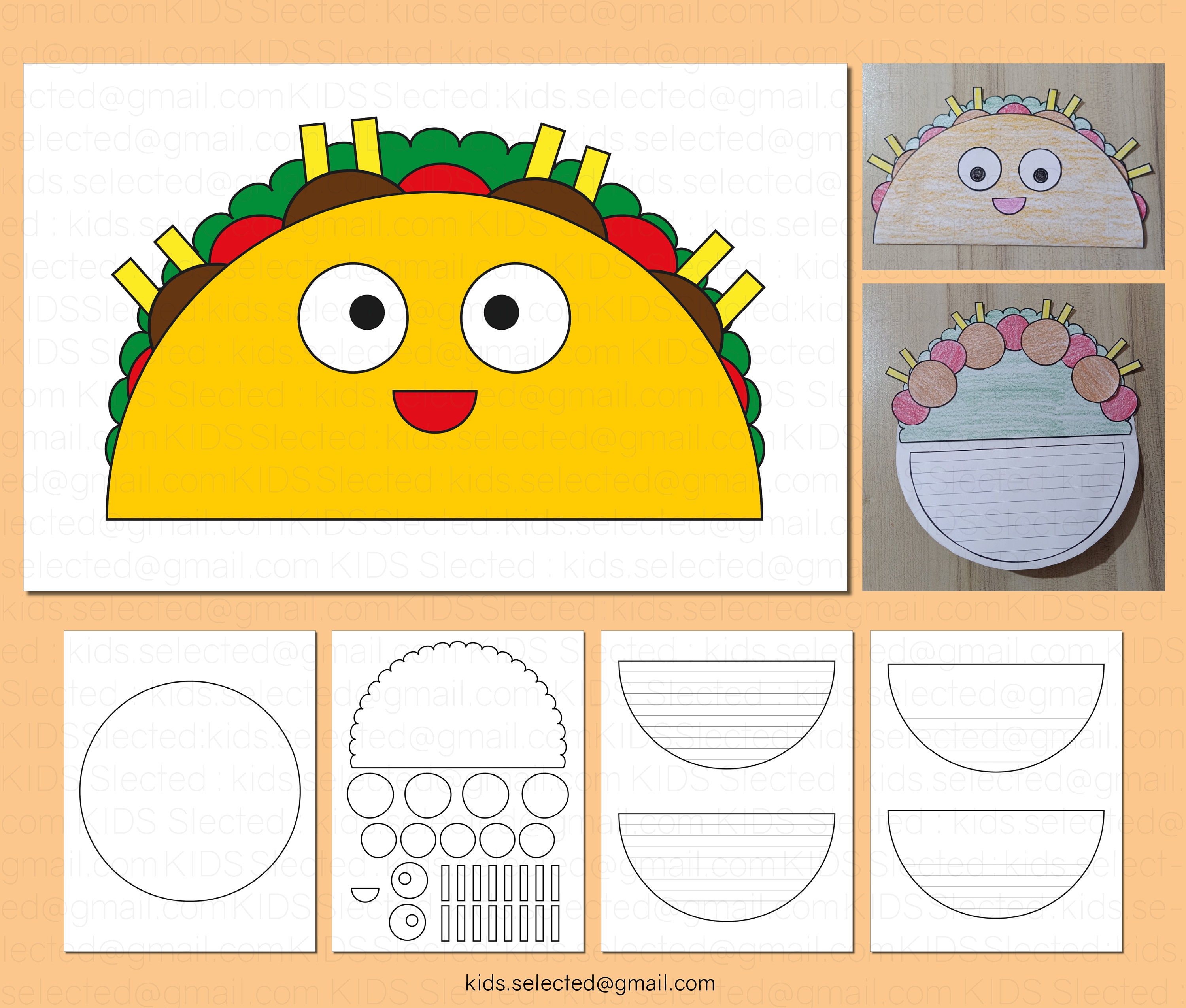 Taco Craft Cut and Paste Activities Paper Template Cinco De Etsy