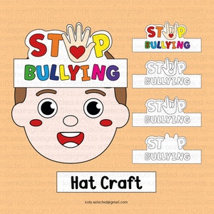 Anti Bullying Hat Craft Pink Shirt Day Headband Stop Bullying Coloring Pages Crown Printable for Kids Kindergarten Projects