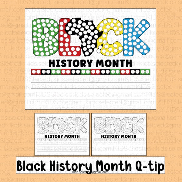 Black History Month Q Tip Painting Bulletin Board Writing Activities Door Decor Art Project for Kids Preschool Prek Kindergarten Printable