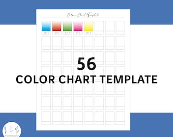 56 Pencil Colour Chart Template Printable Watercolor Palette Color Swatch Tracker Pdf Digital Instant Download