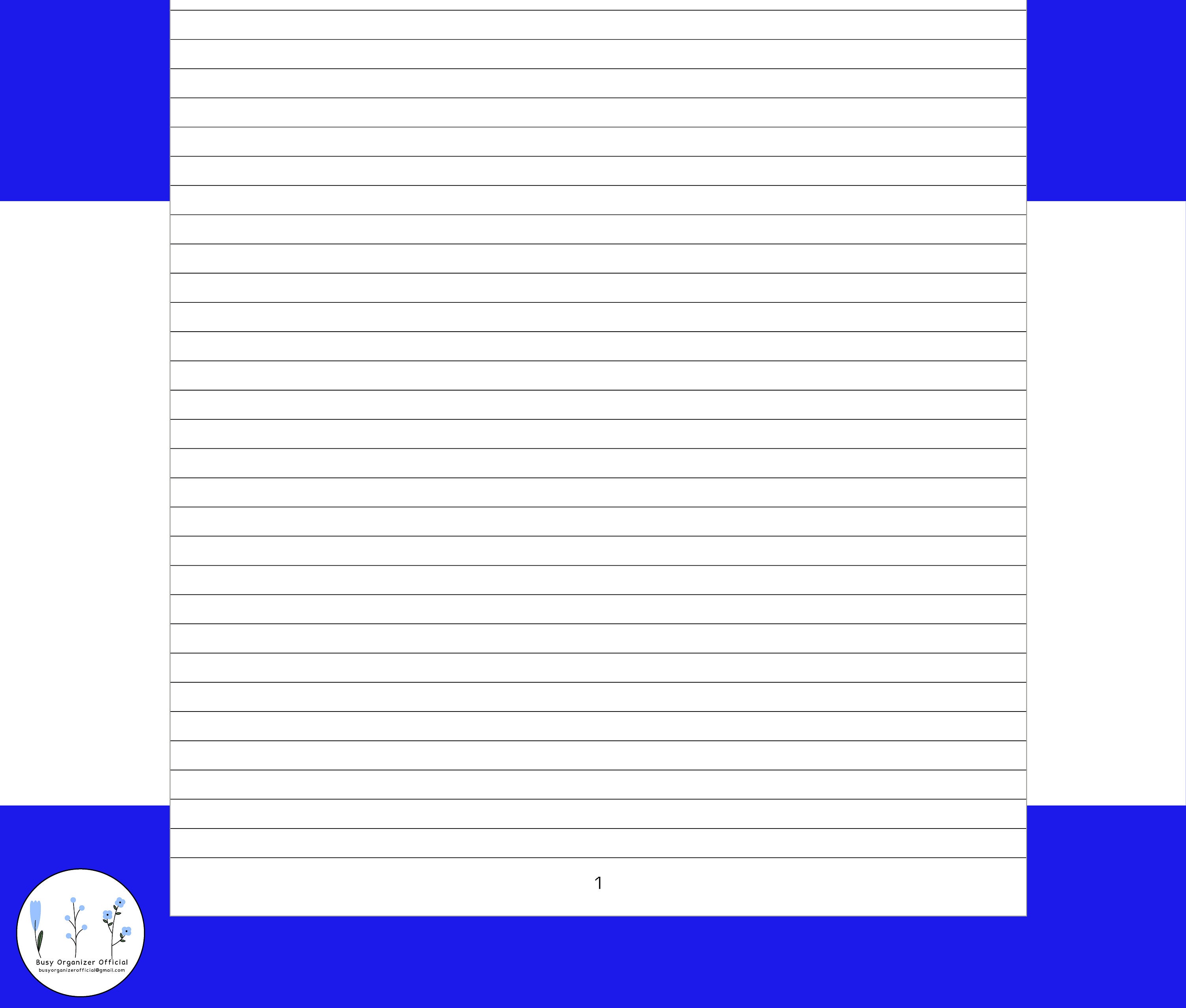 lined paper with numbered pages 1 200 printable pdf digital etsy