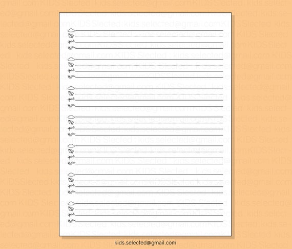 Writing Paper for Kindergarten Instant Download Printable Penmanship  Handwriting Paper in Digital Format for Kids Preschool Print at Home 