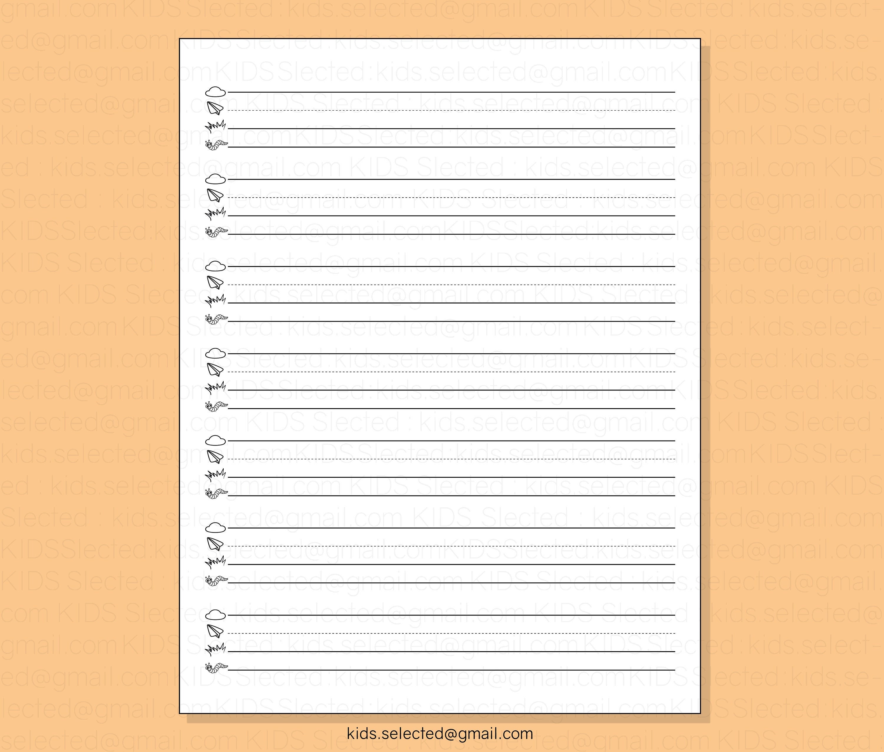 Writing Paper for Kindergarten Instant Download Printable Penmanship Handwriting  Paper in Digital Format for Kids Preschool Print at Home 