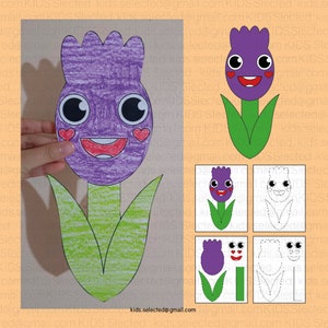 Spring Bulletin Board Flower Craft Coloring Pages Activities Build a Flower Cut and Paste Printable Paper Art Projects