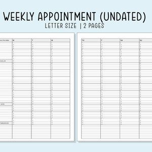 Weekly Appointment Planner Hourly Planning Sheet Undated Daily Schedule Pdf Template Digital Instant Download 8.5x11 image 1