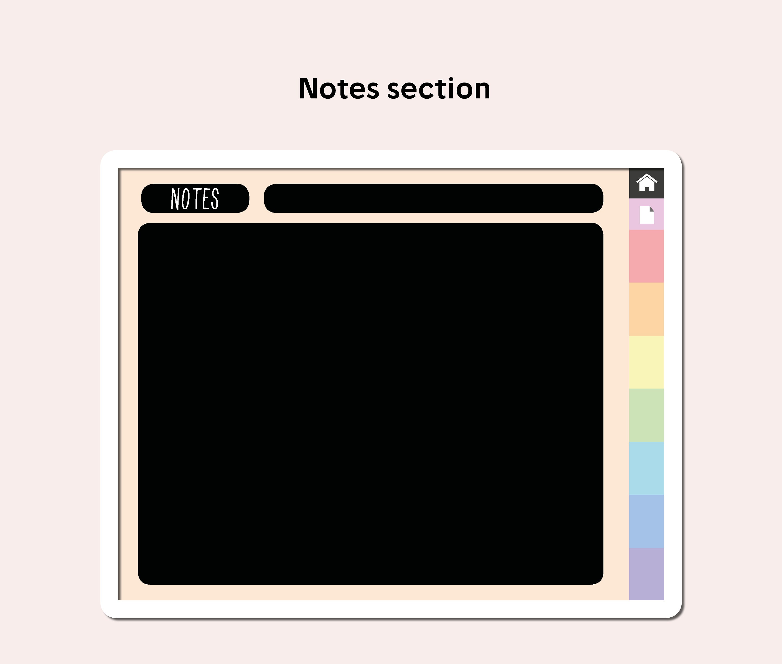 Digital Notebook Dark Mode Landscape Black Paper 7 Pastel Hyperlinked ...