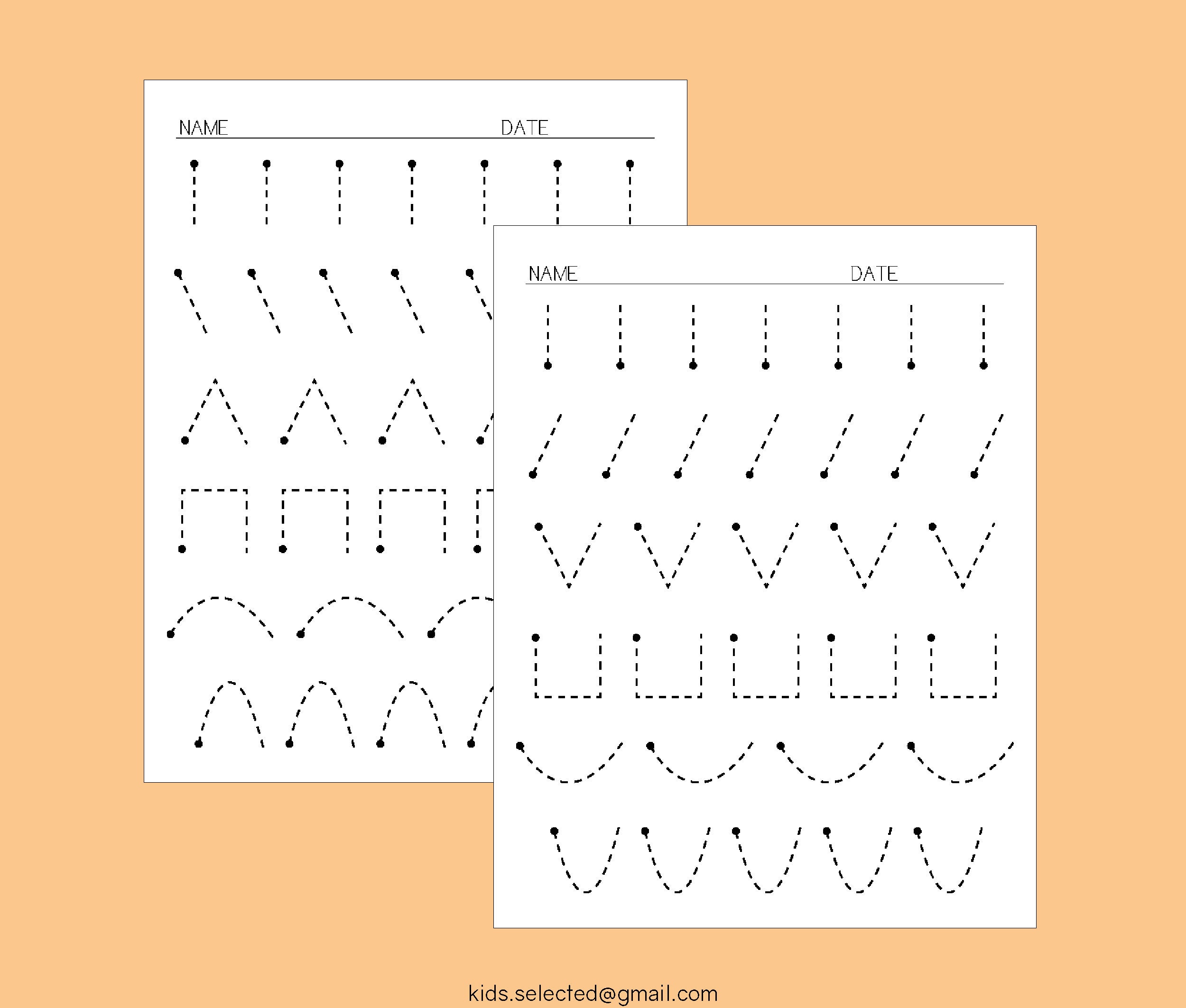 tracing lines worksheets activity for preschool kindergarten etsy