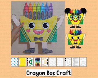 Crayon Box Craft Back to School Bulletin Board Malseiten Aktivitäten Ausschneiden und Einfügen Druckbare Papier Kunst Projekte