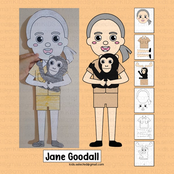 Women's History Month Bulletin Board Jane Goodall Craft Coloring Pages Activities Door Decorations Cut and Paste Printable Art Projects