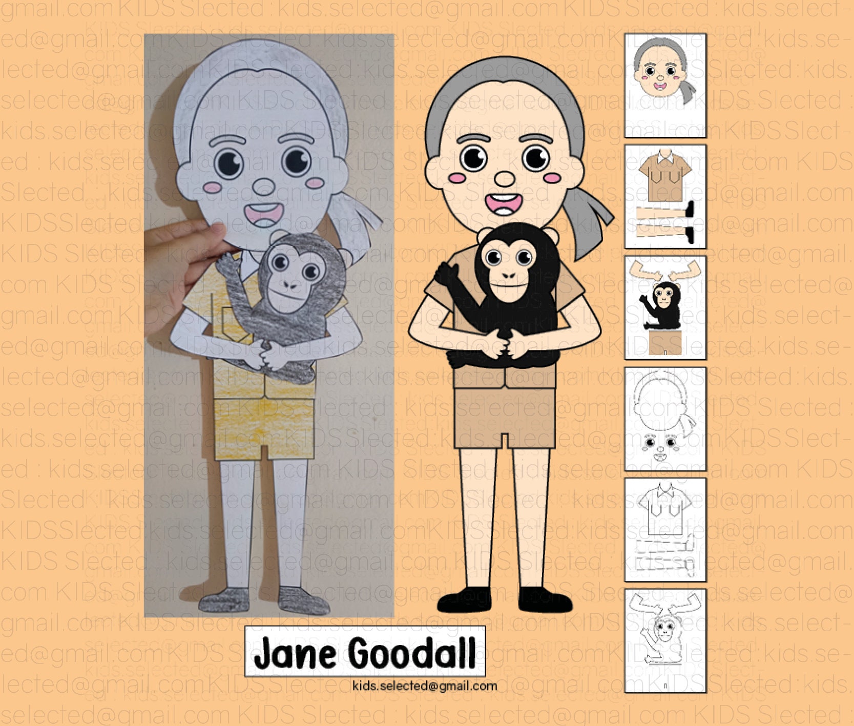 Women's History Month Bulletin Board Jane Goodall Craft Coloring Pages ...