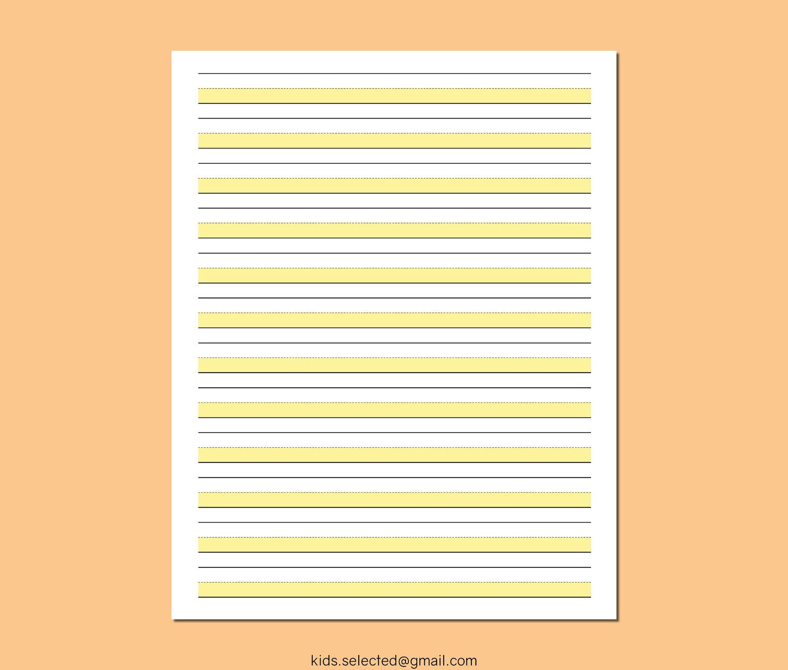 Handwriting Practice Sheet Highlighted Paper Yellow Lines Tracing ...