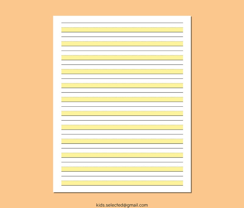Handwriting Practice Sheet Highlighted Paper Yellow Lines Tracing ...