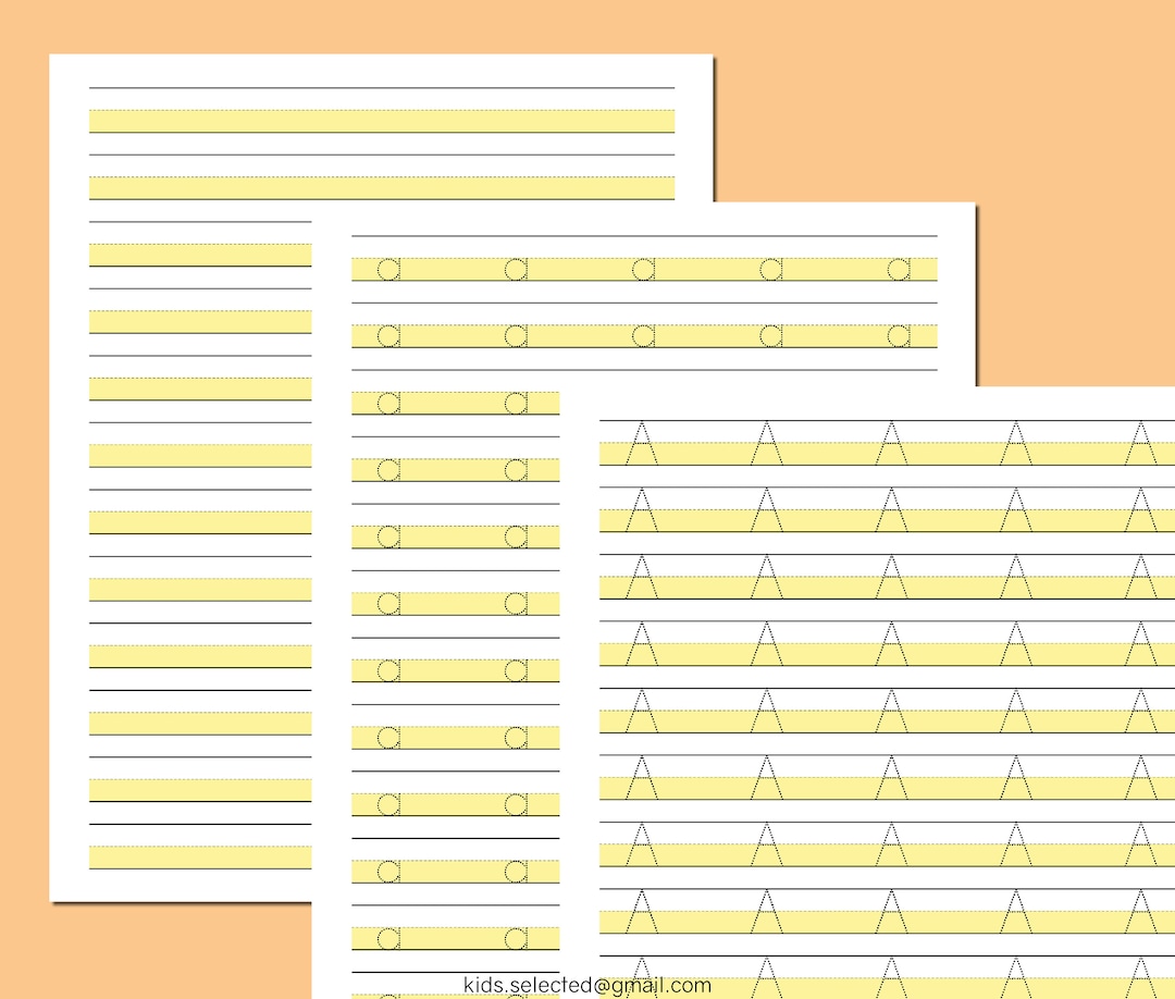 Handwriting Practice Sheet Highlighted Paper Yellow Lines Tracing ...