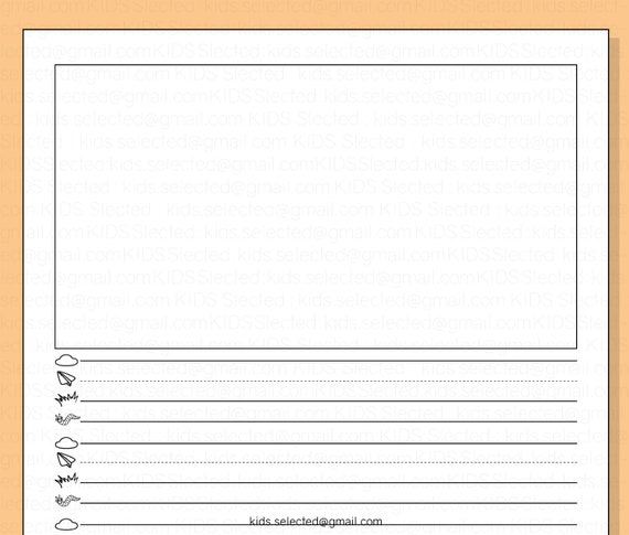 Writing Paper with Picture Drawing Space for Kindergarten Instant Download  Printable Penmanship Handwriting Paper in for Kids Preschool