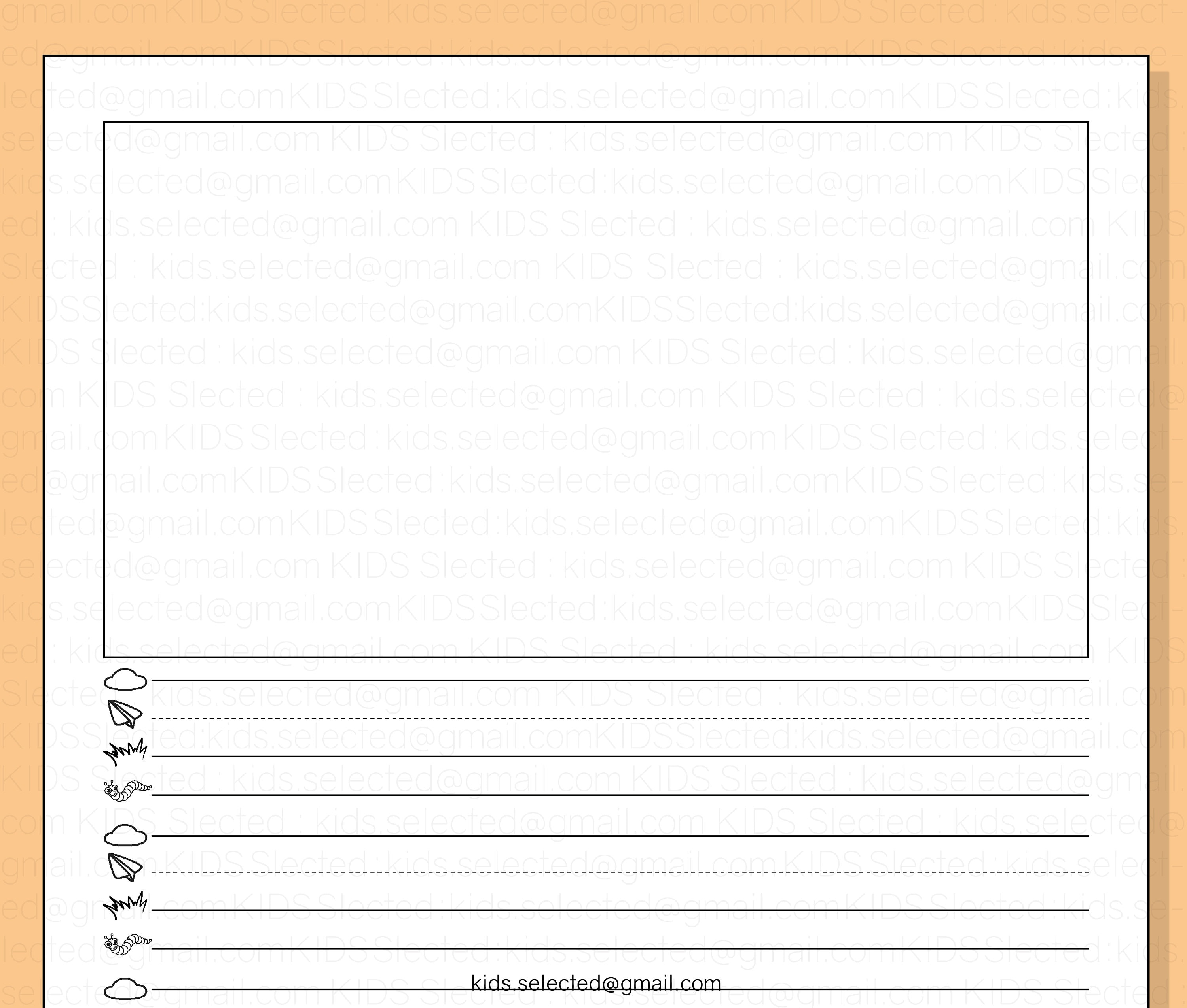 Kindergarten Writing Paper: Wide Lines & Picture Box