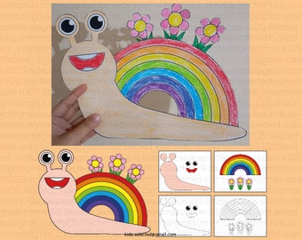 Snail Craft Spring Bulletin Board Rainbow Activities Decorations Flower Cut and Paste Art Printable