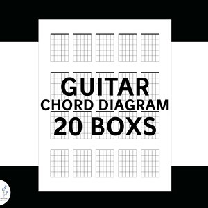Guitar Chord Chart Blank Diagrams Printable pdf Digital Instant Download 20 Chord Boxes per Page Blank Songwriting Tool for Guitar Players