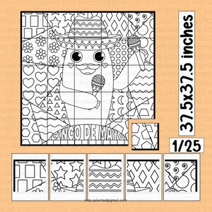 Cinco De Mayo Bulletin Board Cactus Kleurplaten Activiteiten Pop Art Math Craft Collaboratieve Poster Afdrukbaar voor kinderen Kleuterschool