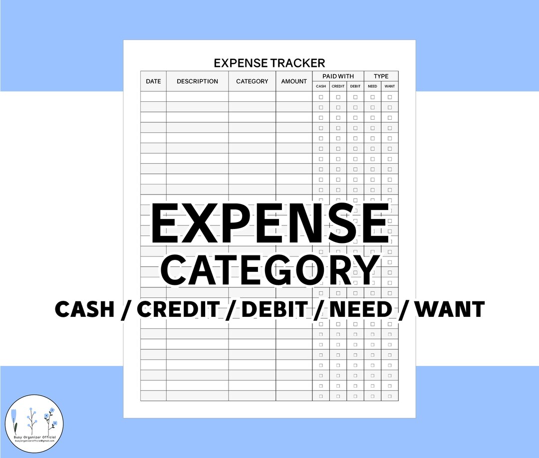 Printable Expense Tracker With Category PDF Instant Download, Expense ...