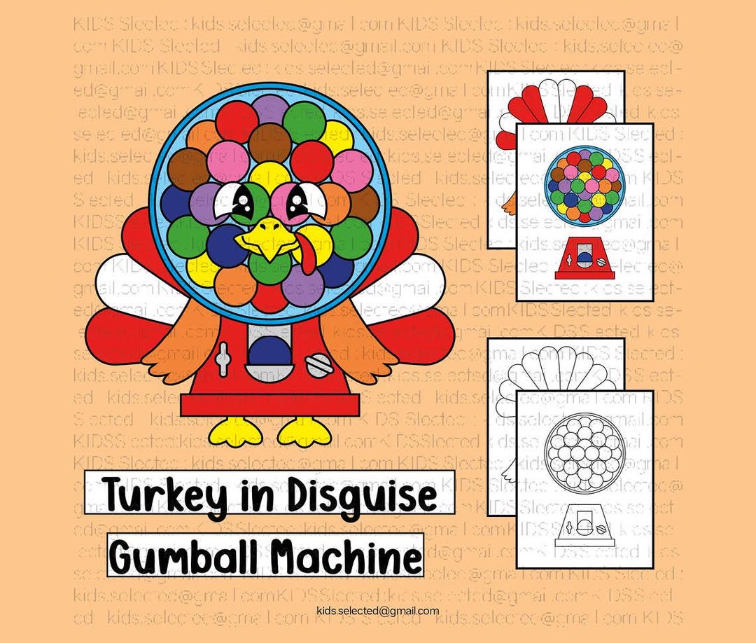 Turkey in Disguise Gumball Machine Template Thanksgiving Craft Cut and
