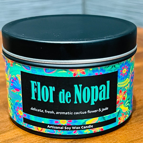 Flor de Nopal Refreshing Cactus, Jade and Ocean Tones ~ 5oz Artisanal Soy Candle