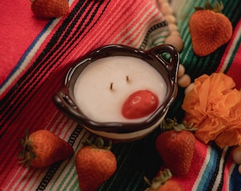 Fresas con Crema ~ Strawberry Cream ~ 100% Soy Candle ~ Hand Made, Long Lasting Scent ~ Hand Poured Natural Candle ~ Mexican Inspired