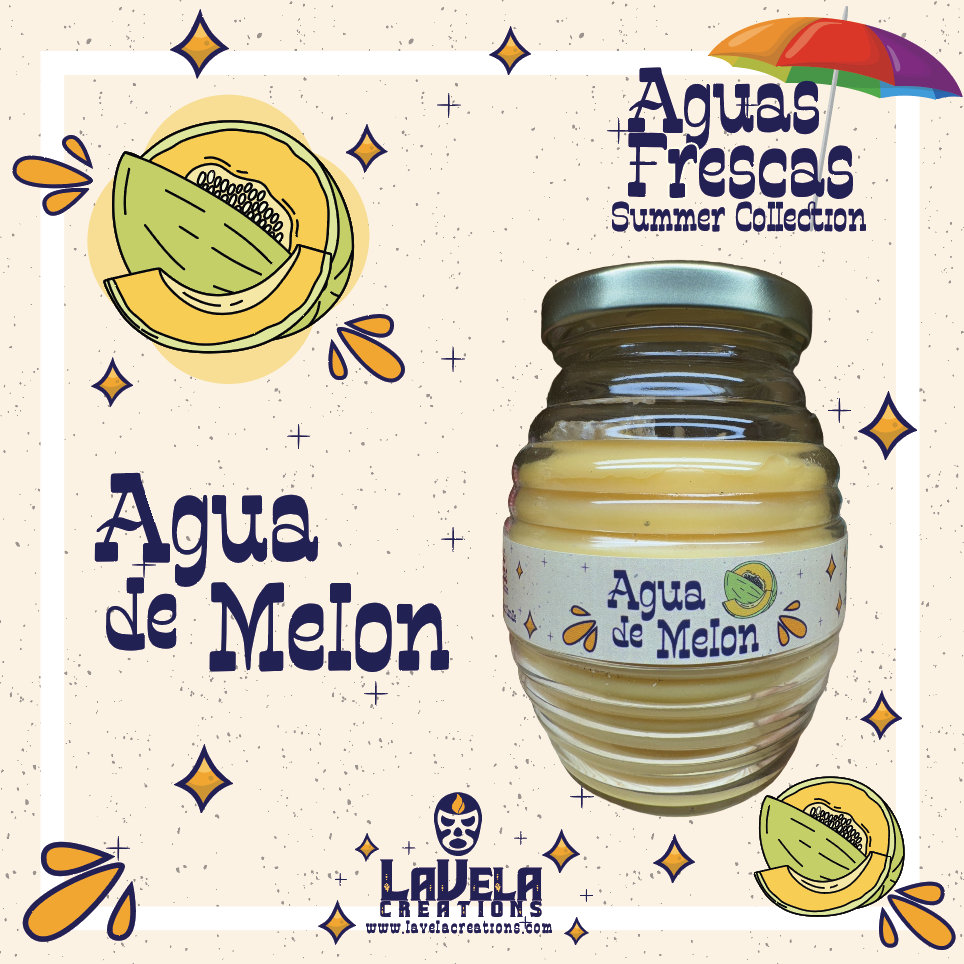 Agua De Melon ~ Aguas Frescas Collection ~ Soy Wax Candle In Reusable Glass Vitrolero ~ Mexican Candles