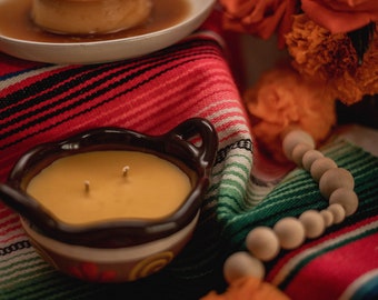 Flan Candle ~ Dulce mezcla de aroma caramelizado ~ hecho a mano, aroma de larga duración ~ Vela natural vertida a mano ~ De inspiración mexicana ~ Taza grande