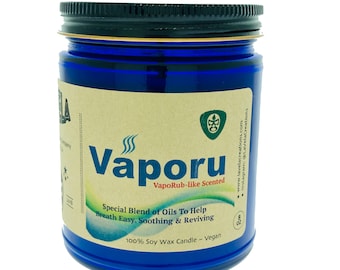 Vaporu ~Vaporub-like Scented 100% Soy Candle ~ Hand Made, Long Lasting Scent