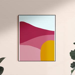 Pink Tones Hills, Abstract, Sunset Digital Art Print