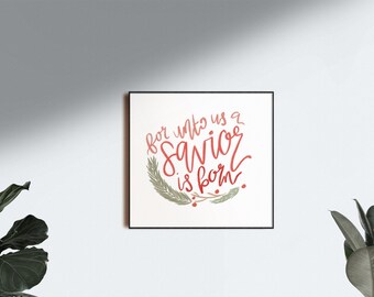 Savior Script Unto Us a Savior is Born Script & Serif Typography Christmas SVG ...