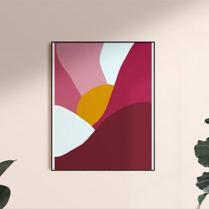 Pink Tones Hills, Abstract, Sunset Digital Art Print