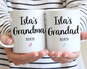 SET OF TWO Personalised New Grandparents Mugs - Grandad- Grandpa - Grandma - Granny - Nanny - New Grandparents Gift - New Grandparents