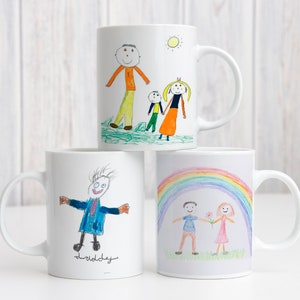 Child Artwork Mug Gwaith Celf Plentyn ar Fwg Personalised Mug Child Keepsake Gift for Grandparents Gift for mum and dad image 1