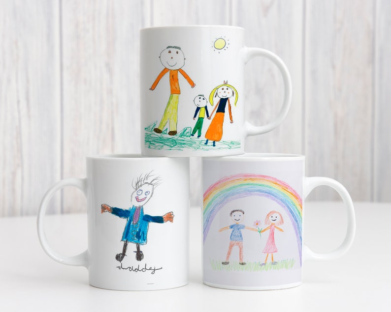 Child Artwork Mug Gwaith Celf Plentyn ar Fwg Personalised Mug Child Keepsake Gift for Grandparents Gift for mum and dad image 1