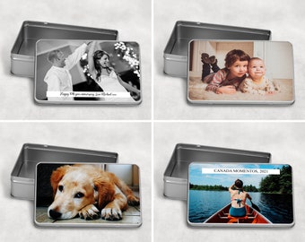 Photo Storage Tin - Tun Storio gyda Llun - Personalised Storage Tin - Storage - Home Storage - Memory Box - Momentos - Personalised Gift