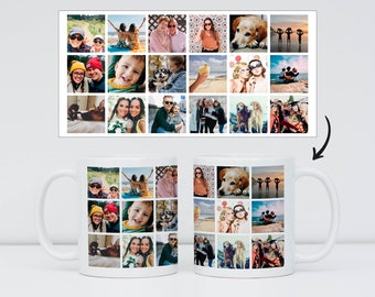 Personalised Photo Mug - Mwg Llun Personol - 18 PHOTOS - Personalised Mug - Photo Mug - Photo Collage - Photo Gifts - Custom Mug - Cymraeg