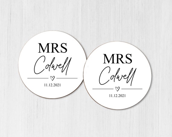 & Mrs Mr Personalized Coaster Set Gift For Her 