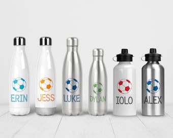 Personalised Football Water Bottle - Potel Ddŵr Pêl-droed - Personalised Water Bottle - Sports Bottle - Football - Football Gift - Cymraeg