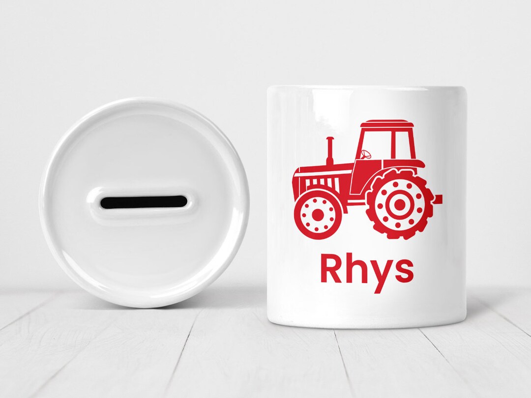 Personalised Tractor Money Box Cadwmigei Personol Etsy