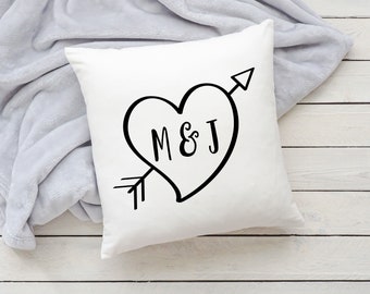 Personalised Initials Cushion - Personalised Gift - Wedding Decor - Wedding Gift - Couple Gift - Valentines Gift - Girlfriend Gift - Cymraeg