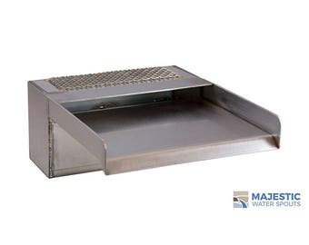 Zanardi 8" Open Top Waterfall Spillway Scupper Spout for Pools, Fountains, Water Features, Etc - Stainless Steel