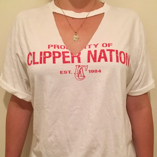 LOS ANGELES CLIPPERS Choker Neck V Neck T-Shirt - Super Soft - La Clippers -  Fast Shipping!!!!