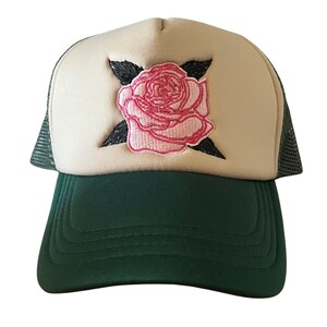 Embroidered Rose Trucker Hat - Etsy display picture 3
