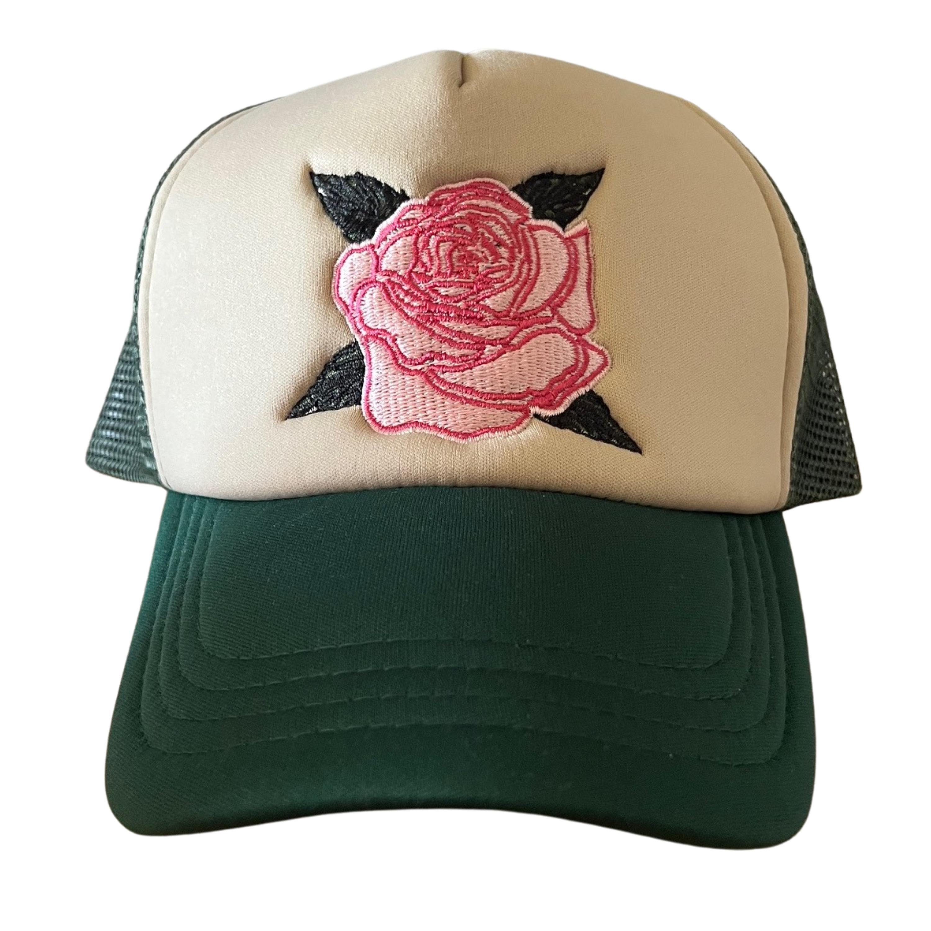 Embroidered Rose Trucker Hat - Etsy