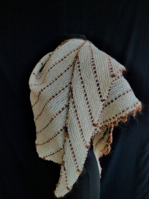 Shawl - Winter on Loch Bay Beach - Windswept - Shetland with rayon wool blend accent
