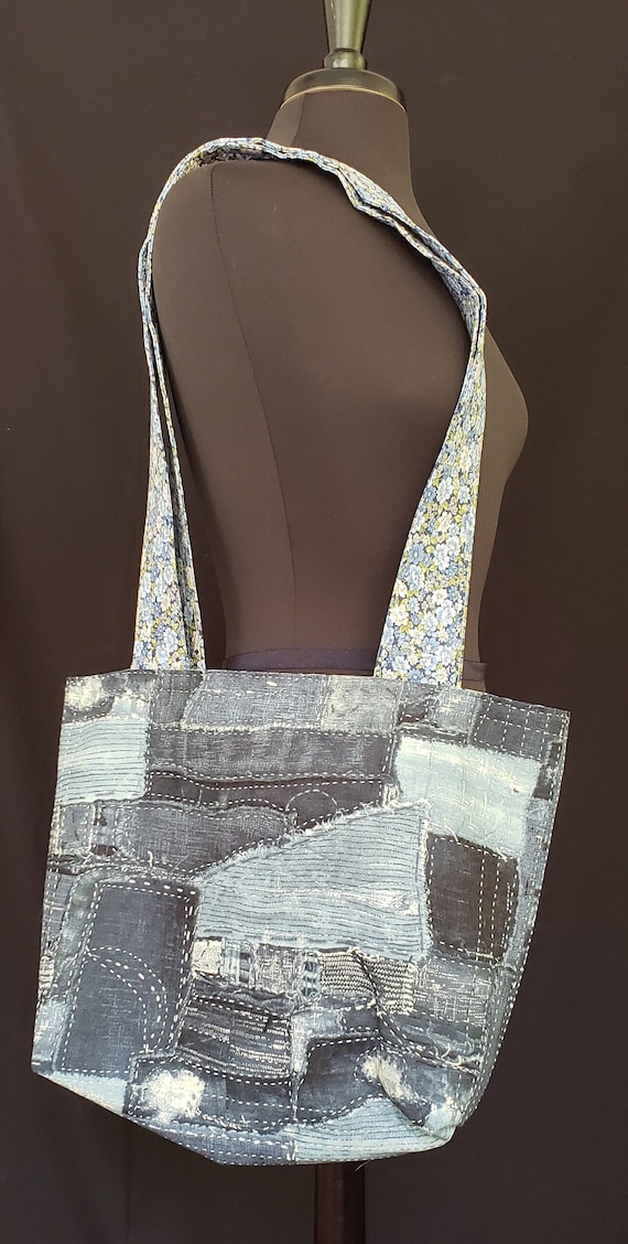 Tote Bag - Quilted - Blue Jeans - Medium Size