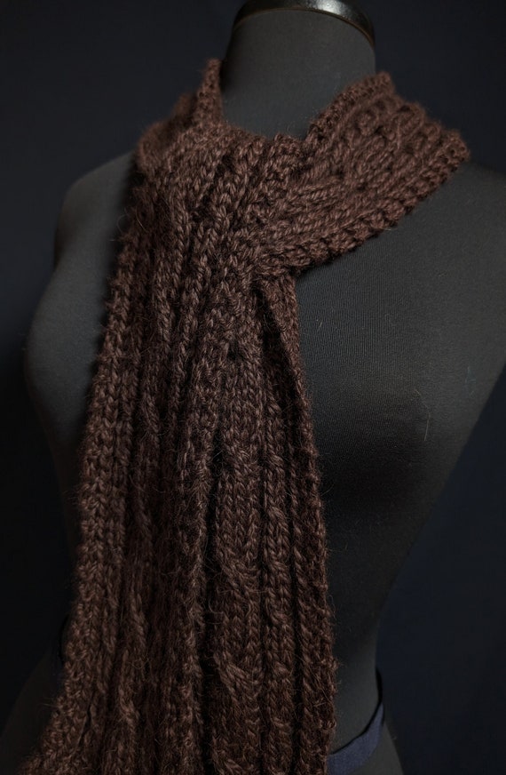 Cabled Scarf - Gaelic Coffee - Alpaca and Silk